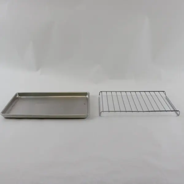 Toaster Oven Tray and Rack Set 10.5x7 Rectangular Metal Baking Pan