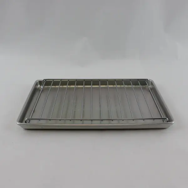 Toaster Oven Tray and Rack Set 10.5x7 Rectangular Metal Baking Pan