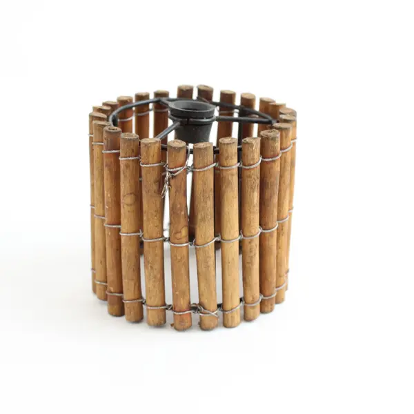 Lot of 20 Rustic Bamboo Slat String Light Shades 11x11x3 In