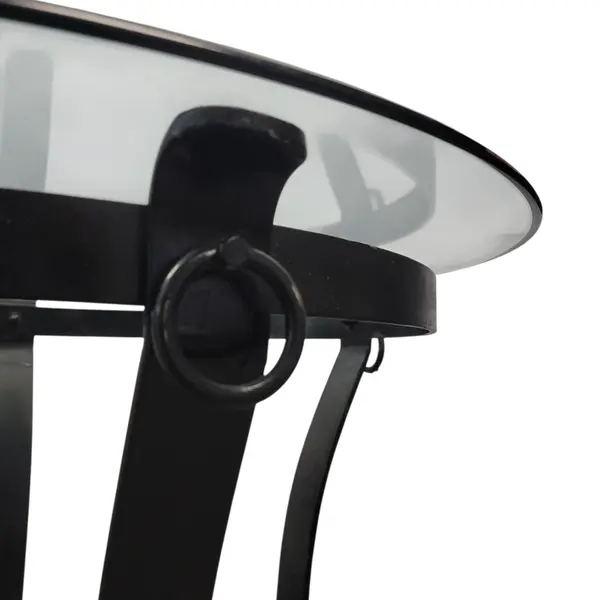 Round Clear Glass Top Black Metal Base Accent Side Table - Local Pickup Only