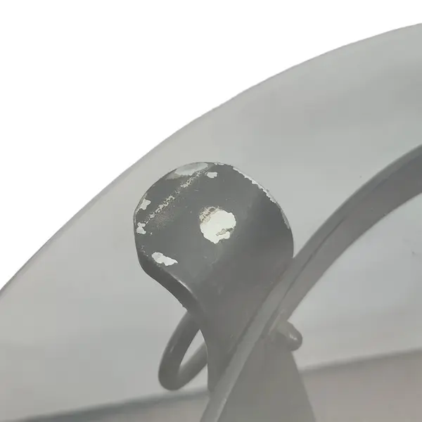 Round Clear Glass Top Black Metal Base Accent Side Table - Local Pickup Only