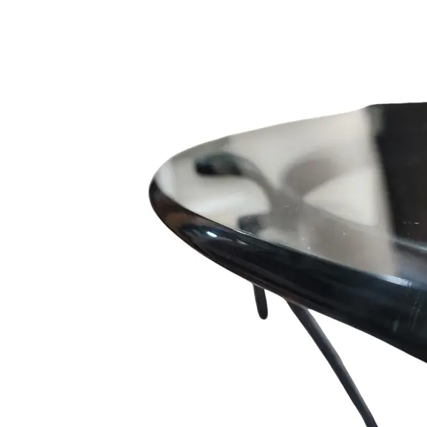 Round Clear Glass Top Black Metal Base Accent Side Table - Local Pickup Only