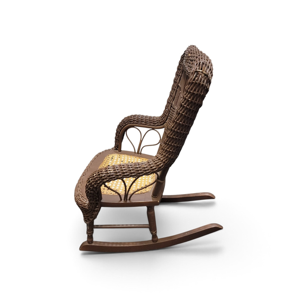 Vintage Wicker Rattan Child Size Rocking Chair High Back - Local Pickup Only
