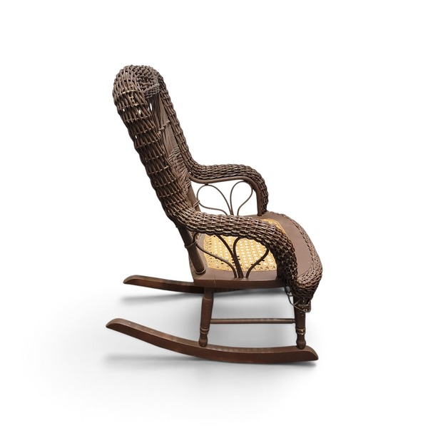 Vintage Wicker Rattan Child Size Rocking Chair High Back - Local Pickup Only