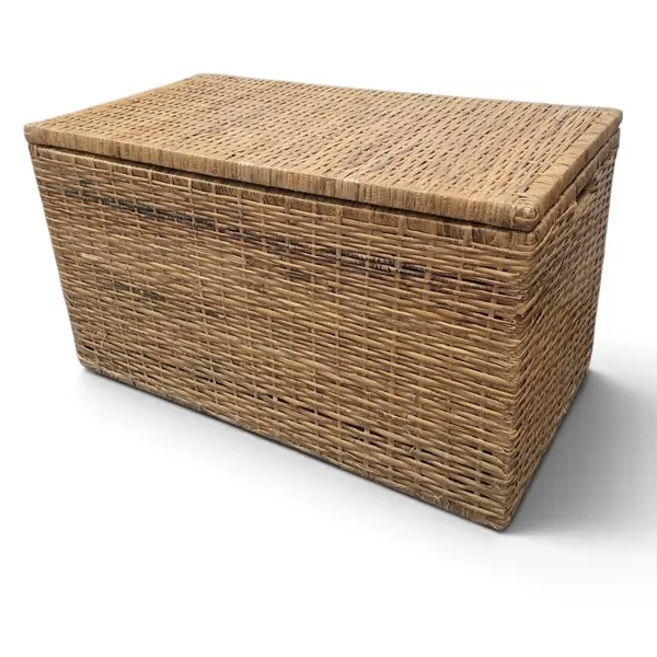 Vintage Wicker Storage Trunk Basket Chest Rustic