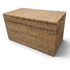 Vintage Wicker Storage Trunk Basket Chest Rustic