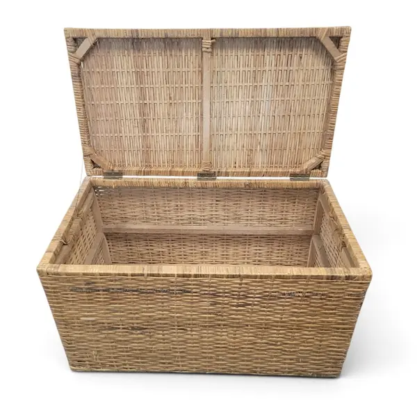 Vintage Wicker Storage Trunk Basket Chest Rustic