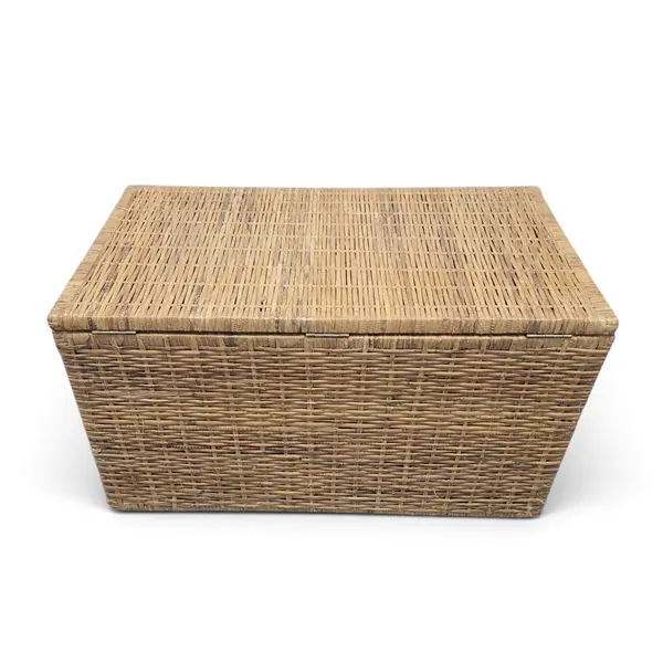 Vintage Wicker Storage Trunk Basket Chest Rustic