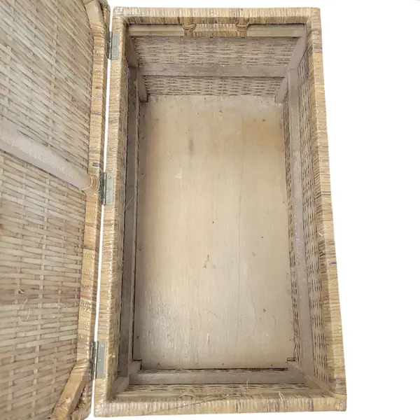 Vintage Wicker Storage Trunk Basket Chest Rustic
