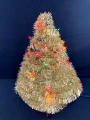 Vintage 1980s Wire Tinsel Christmas Tree with Working Lights 18" Holiday Decor