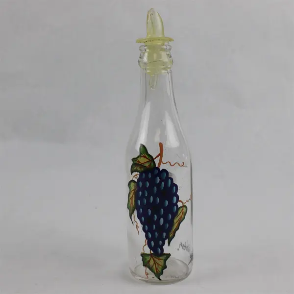 Kathy Hatch Collection Grapes Glass Oil Vinegar Cruet 9in