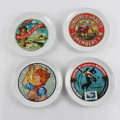 Lot of 4 Vintage Style French Cheese Plates Decorative Dinnerware
