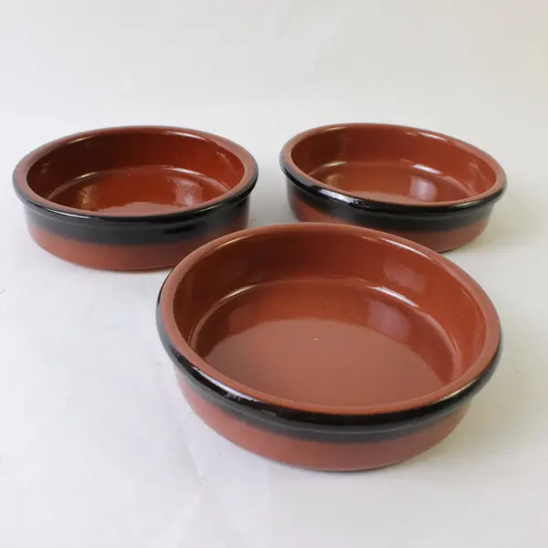 Cermer Terracotta Ramekins Black Rim Set of 3 Tapas Creme Brulee Bowls