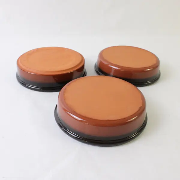 Cermer Terracotta Ramekins Black Rim Set of 3 Tapas Creme Brulee Bowls