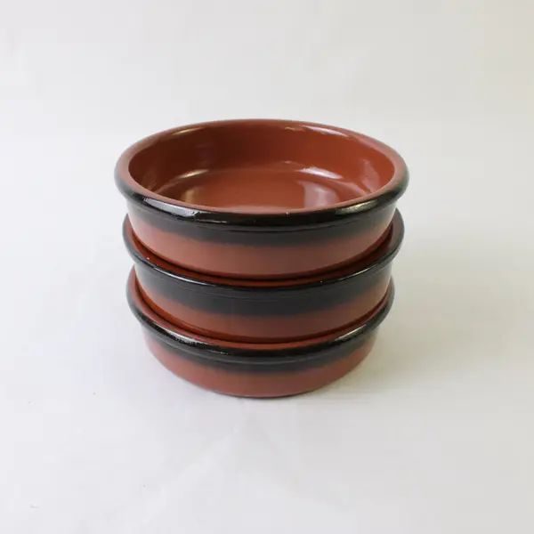 Cermer Terracotta Ramekins Black Rim Set of 3 Tapas Creme Brulee Bowls