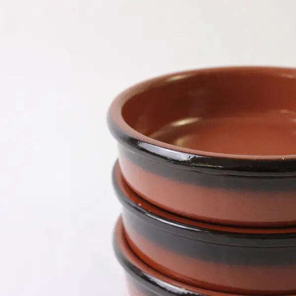 Cermer Terracotta Ramekins Black Rim Set of 3 Tapas Creme Brulee Bowls