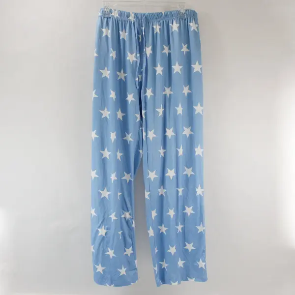 Ekouaer Women’s Sky Blue/White Star Print Long Sleeve Pullover Pajama Set 2XL