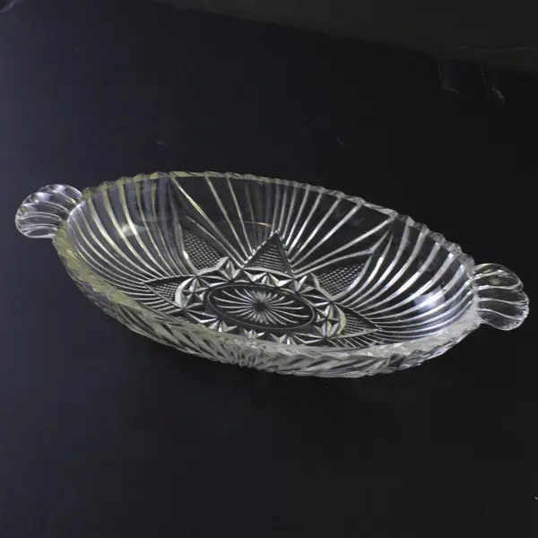 Hazel Atlas Relish Dish Clear Glass Starburst Fan Triangle Olive Tray Vintage