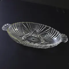 Hazel Atlas Relish Dish Clear Glass Starburst Fan Triangle Olive Tray Vintage
