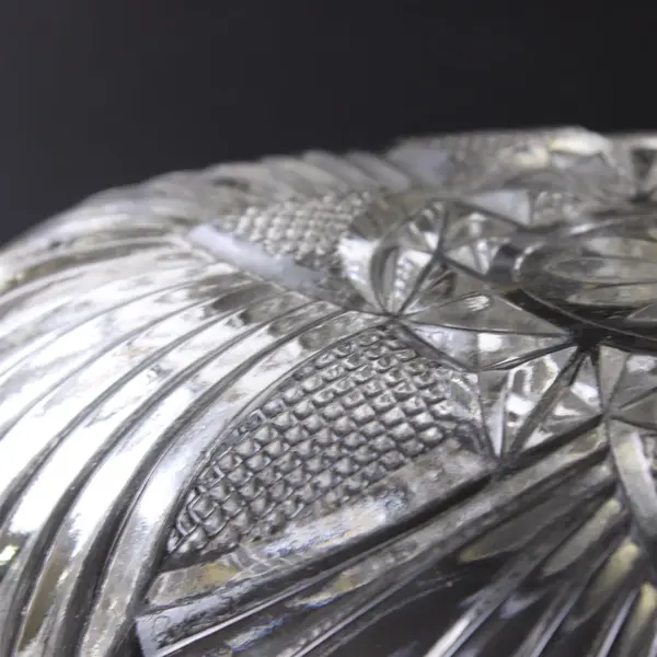 Hazel Atlas Relish Dish Clear Glass Starburst Fan Triangle Olive Tray Vintage