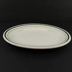 Vintage Shenango RimRol 1950s Restaurant Ware Green Black Oval Platter