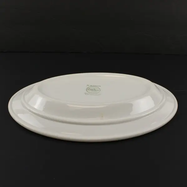 Vintage Shenango RimRol 1950s Restaurant Ware Green Black Oval Platter
