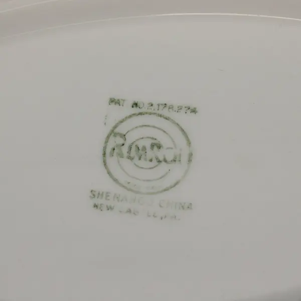 Vintage Shenango RimRol 1950s Restaurant Ware Green Black Oval Platter