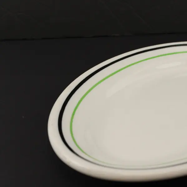 Vintage Shenango RimRol 1950s Restaurant Ware Green Black Oval Platter