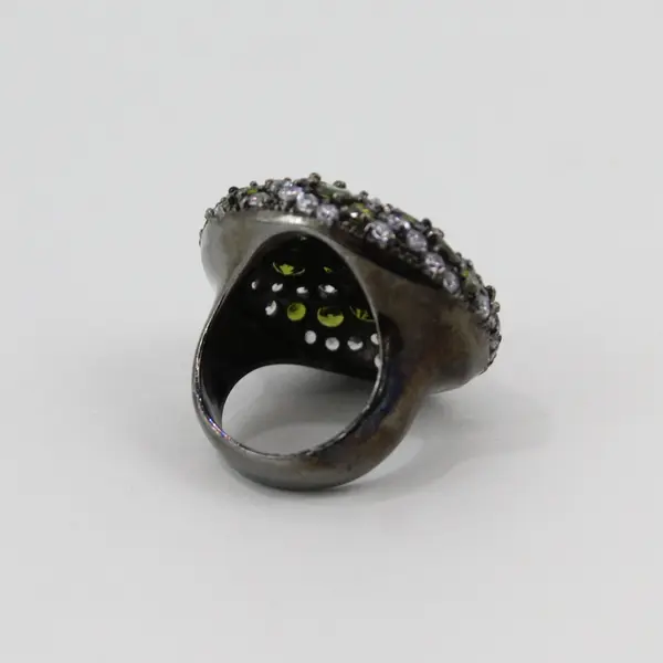Gemstone Cluster Cocktail Ring Amethyst Peridot Rhinestone Size 7.75