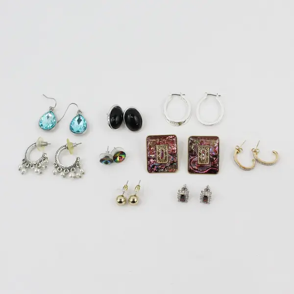 Mixed Lot of 9 Stud Dangle Earrings