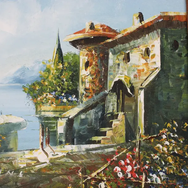 Romano Rossini Coastal Seascape Oil Painting Signed Framed 15.25" x 13.25" 