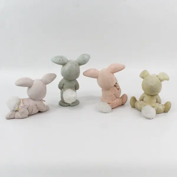 Lot of 4 Hand Painted Ceramic Sweet Tot Bunny Ceramic Mold Figurines