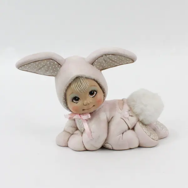 Lot of 4 Hand Painted Ceramic Sweet Tot Bunny Ceramic Mold Figurines