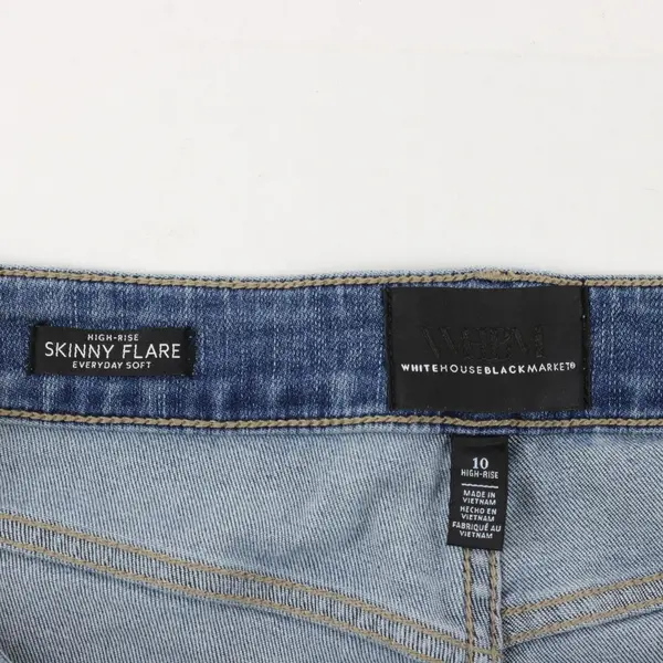White House Black Market Medium Wash Womens Size 10 High Rise Skinny Flare Jeans