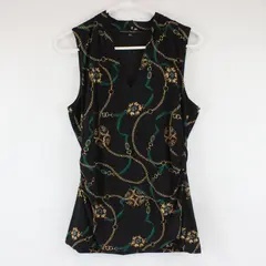 White House Black Market Chain Print Sleeveless Black Top Size M