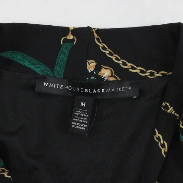 White House Black Market Chain Print Sleeveless Black Top Size M