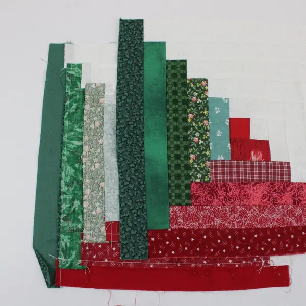 Patchwork Friendship Sampler Log Cabin Quilt Blocks Red Green Pieces