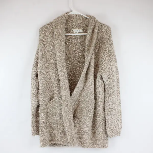 Simply Noelle Tan Open Front Cardigan S/M(8-10) Fuzzy Soft Cozy 