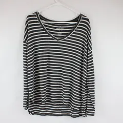 American Eagle Soft & Sexy Shirt Womens M Black Striped Long Sleeve Casual