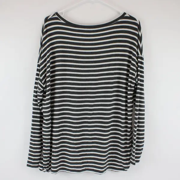 American Eagle Soft & Sexy Shirt Womens M Black Striped Long Sleeve Casual