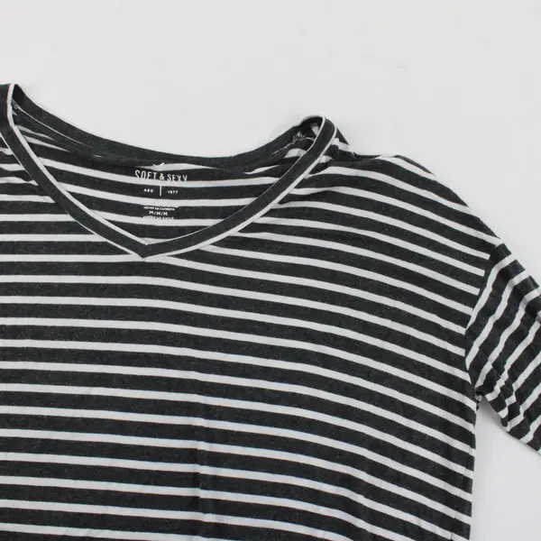 American Eagle Soft & Sexy Shirt Womens M Black Striped Long Sleeve Casual