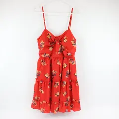Unbranded Dress Womens M Red Floral Ruffle Sundress Summer