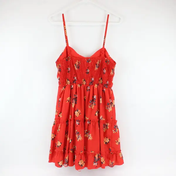 Unbranded Dress Womens M Red Floral Ruffle Sundress Summer