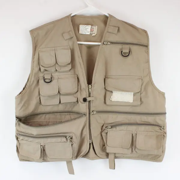 Woodfield Men’s Tan Outdoor Fishing Hunting Utility Vest Size L Multi Pocket