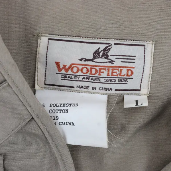 Woodfield Men’s Tan Outdoor Fishing Hunting Utility Vest Size L Multi Pocket