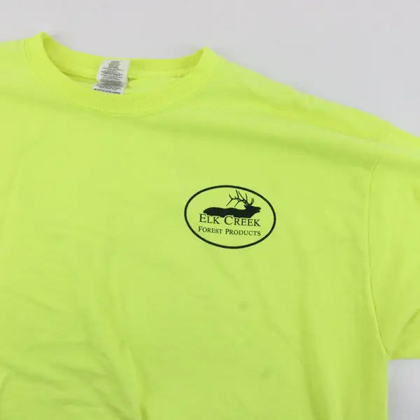 Gildan Ultra Cotton Elk Creek Forest Products Neon Long Sleeve Shirt Workwear XL