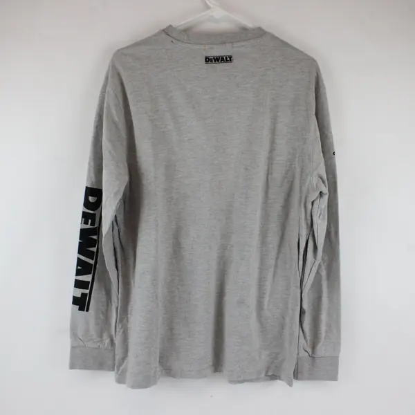 DeWalt Shirt Mens L Light Grey Long Sleeve Graphic Logo Workwear Crewneck 