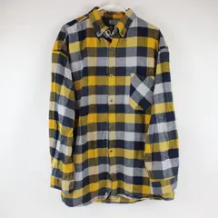 Key Blue and Yellow Plaid Flannel Button Up Long-Sleeve Shirt 2XL 100% Cotton