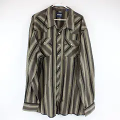 Vintage Wrangler 3XT Brown Striped Long Sleeve Snap Western Shirt