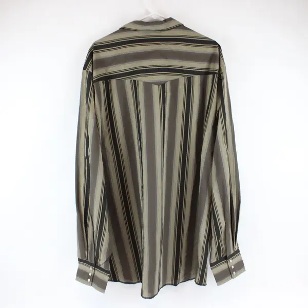 Vintage Wrangler 3XT Brown Striped Long Sleeve Snap Western Shirt